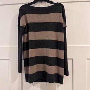 Vince Striped Cashmere Sweater, Grey and Gold, Size XS